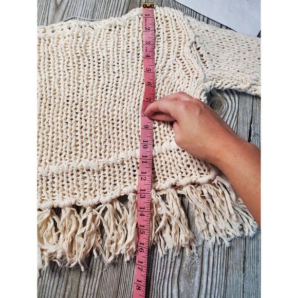 Free Peopl Loose Knit Fringe Sweater Women's S - Picture 8 of 9